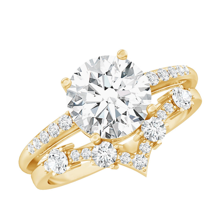 Rosec Jewels lab-grown diamond bridal ring set for women, featuring elegant rings with sparkling diamonds and intricate band details.