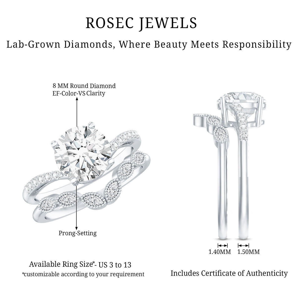 Certified Lab Grown Diamond Engagement Ring With Ring Guard