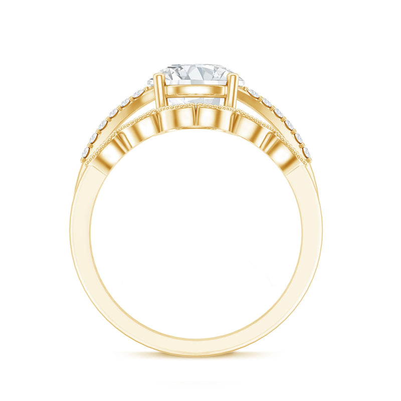 Rosec Jewels lab grown diamond engagement ring with ring guard, featuring a sparkling central diamond and intricate band detail.