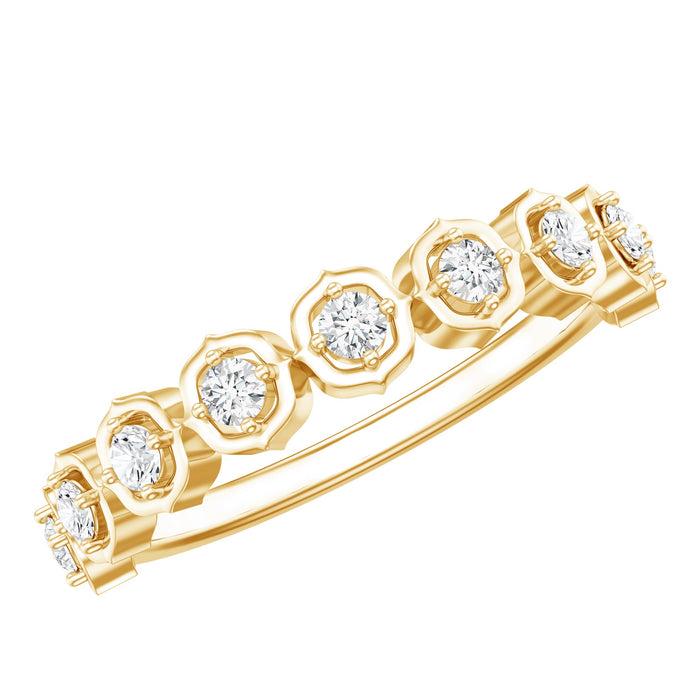 Rosec Jewels lab-grown diamond half eternity ring with sparkling diamonds set in a sleek band for anniversary celebrations.