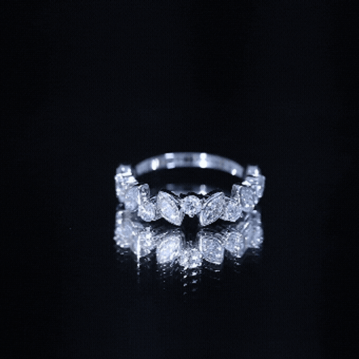 Yellow gold lab grown diamond half eternity anniversary ring for women by Rosec Jewels, featuring a continuous row of sparkling diamonds.