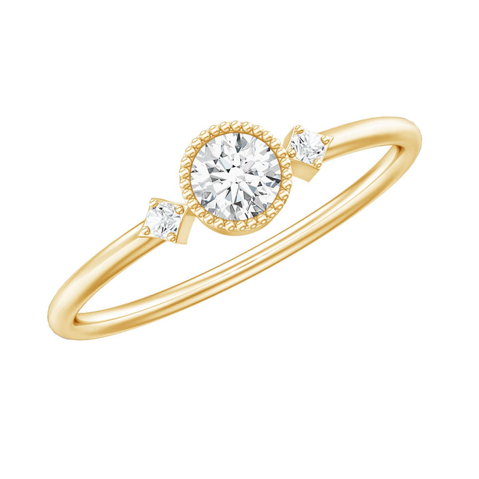 Lab grown diamond solitaire promise ring by Rosec Jewels featuring a sparkling single diamond set on a sleek band.