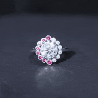 Certified Lab 8 mm Diamond Ruby Halo Engagement Ring For Women