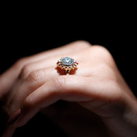 Certified Lab 8 mm Diamond Ruby Halo Engagement Ring For Women