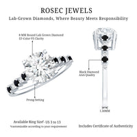 Lab Grown Diamond Designer Engagement Ring with Black Diamond