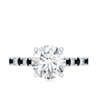 Lab Grown Diamond Designer Engagement Ring with Black Diamond