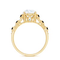 Lab Grown Diamond Designer Engagement Ring with Black Diamond