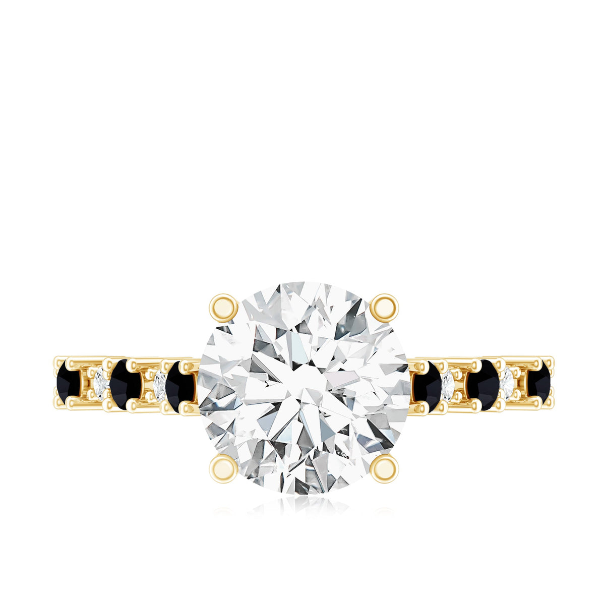 Lab Grown Diamond Designer Engagement Ring with Black Diamond