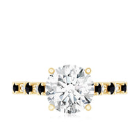Lab Grown Diamond Designer Engagement Ring with Black Diamond