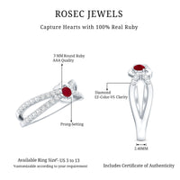 Natural Ruby Heart Promise Ring with Diamond Split Shank