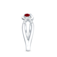 Natural Ruby Heart Promise Ring with Diamond Split Shank