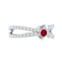 Natural Ruby Heart Promise Ring with Diamond Split Shank