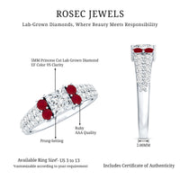 Lab Grown Diamond 5 MM Princess Cut Engagement Ring With Ruby
