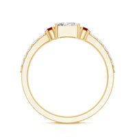 Lab Grown Diamond 5 MM Princess Cut Engagement Ring With Ruby