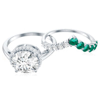 Certified Lab Grown Diamond 8 MM Engagement Ring With Emerald Enhancer