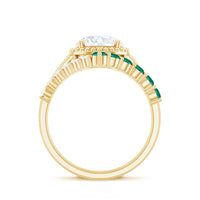 Certified Lab Grown Diamond 8 MM Engagement Ring With Emerald Enhancer