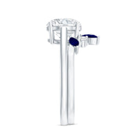 Certified Lab Grown Diamond Designer Engagement Ring Set With Sapphire