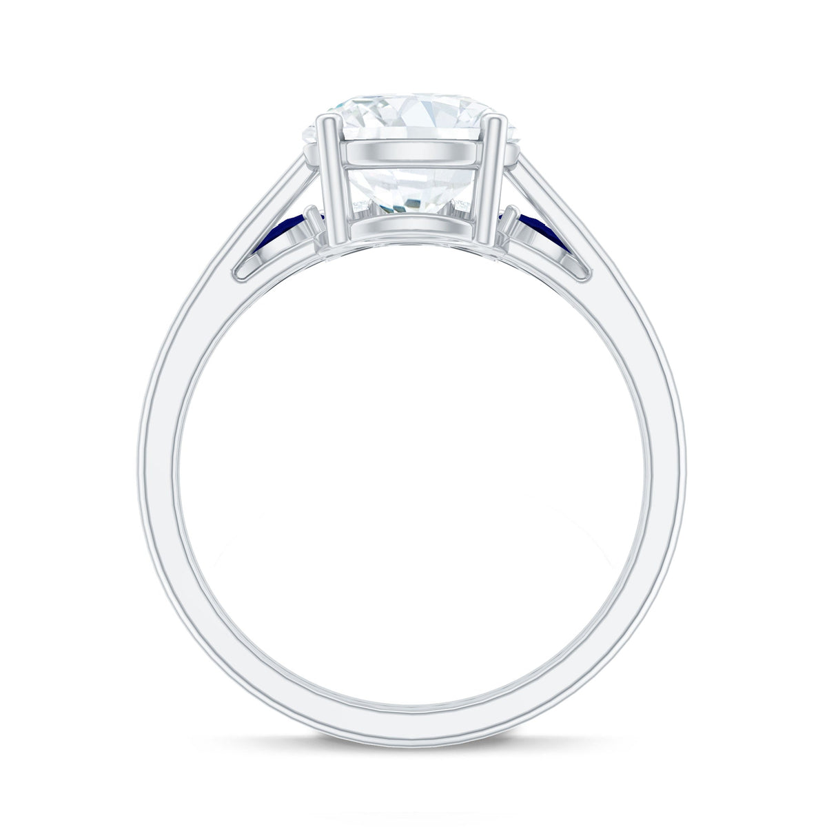Certified Lab Grown Diamond Designer Engagement Ring Set With Sapphire