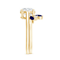 Certified Lab Grown Diamond Designer Engagement Ring Set With Sapphire