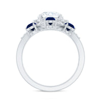 Certified Lab 2 Carat Diamond Engagement Ring With Blue Sapphire Enhancer