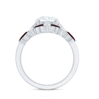 Certified 8 MM Lab Grown Diamond Bridal Ring Set With Garnet Enhancer