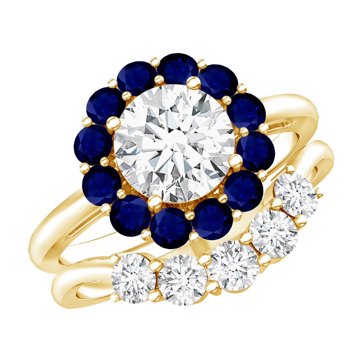 Certified 7 MM Lab Grown Diamond Engagement Ring with Enhancer