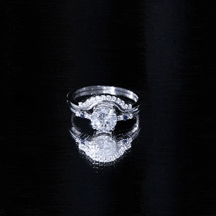 Yellow 2 carat certified lab-grown diamond engagement ring with matching wedding band from Rosec Jewels, showcasing elegant ring design.