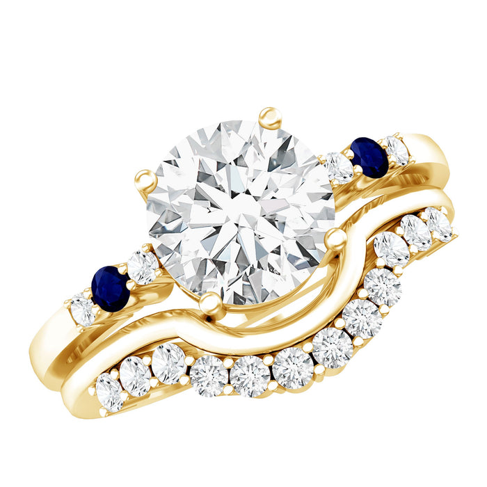 Certified lab-grown 2 carat diamond engagement ring with matching wedding band from Rosec Jewels, showcasing sparkling diamonds and elegant design.