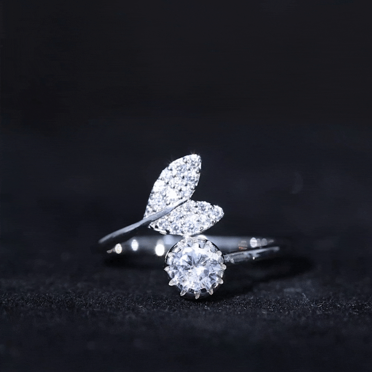 Yellow gold lab-grown diamond tail cuff ring with 5mm round diamonds by Rosec Jewels, showcasing the detailed design and sparkle.