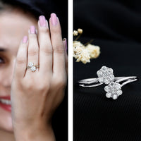 Certified Lab Grown Diamond Flower Wrap Engagement Ring