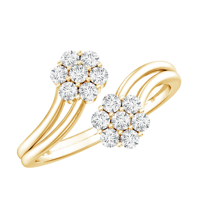 Rosec Jewels lab grown diamond flower wrap engagement ring with intricate floral design and sparkling diamonds on a silver band.