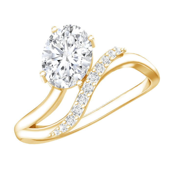 Rosec Jewels lab-grown diamond oval engagement ring with a 6x8 mm center stone, elegant and sparkling for women.