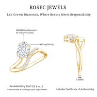Certified Lab Grown Diamond 6X8 MM Oval Engagement Ring For Women