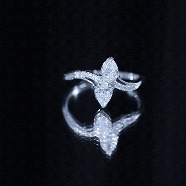 Yellow gold engagement ring with two lab-grown diamonds for women, featuring a Rosec Jewels design and elegant craftsmanship.