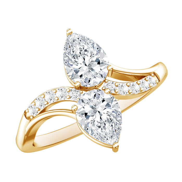 Certified lab-grown diamond 2-stone engagement ring for women by Rosec Jewels, showcasing sparkling diamonds and elegant band details.