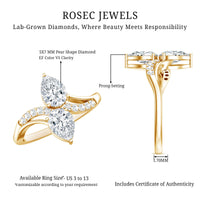 Certified Lab Grown Diamond 2 Stone Engagement Ring For Women