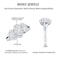 Certified Oval Lab Grown Diamond Three Stone Engagement Ring