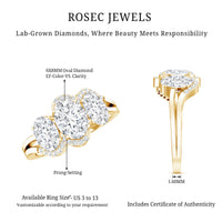 Certified Oval Lab Grown Diamond Three Stone Engagement Ring