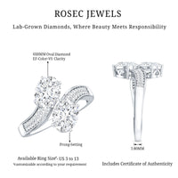 Certified Lab Grown Diamond Designer 2 Stone Engagement Ring