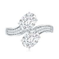 Certified Lab Grown Diamond Designer 2 Stone Engagement Ring
