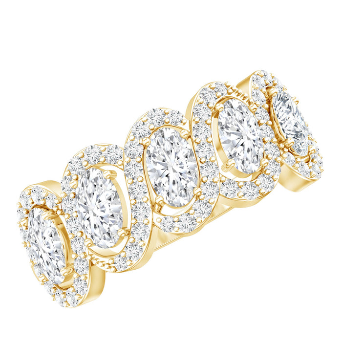 Oval lab-grown diamond eternity ring by Rosec Jewels featuring a continuous row of sparkling gemstones on a sleek band