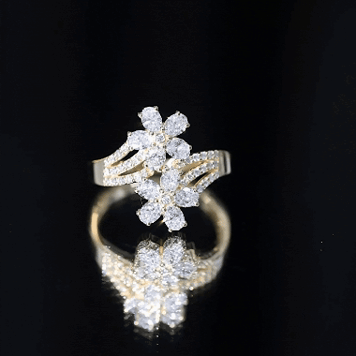 Yellow gold flower engagement ring for women featuring a certified lab-grown diamond, by Rosec Jewels.