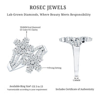 Certified Lab Grown Diamond Flower Engagement Ring For Women