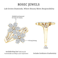 Certified Lab Grown Diamond Flower Engagement Ring For Women