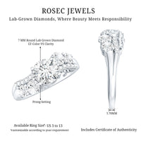 Certified Lab 7 MM Round Diamond Designer Engagement Ring