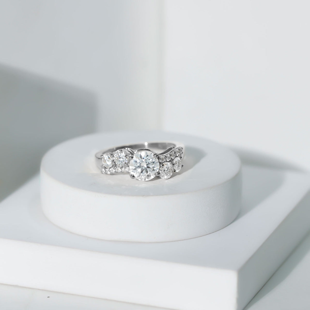 Certified Lab 7 MM Round Diamond Designer Engagement Ring