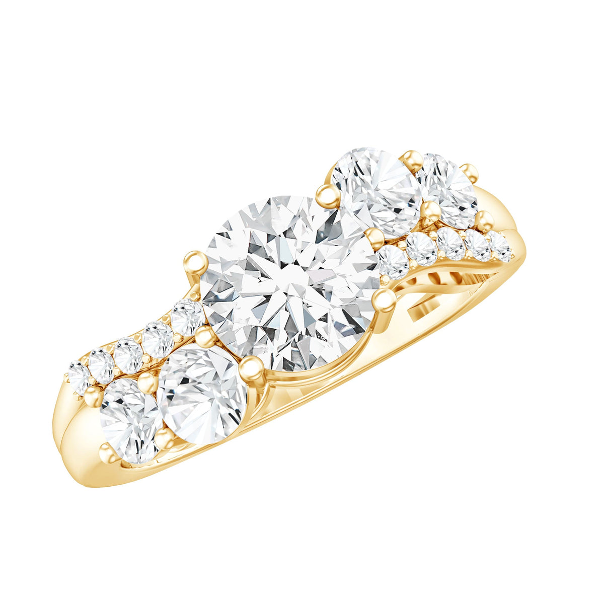 Certified Lab 7 MM Round Diamond Designer Engagement Ring