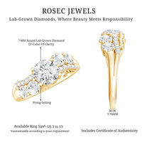 Certified Lab 7 MM Round Diamond Designer Engagement Ring
