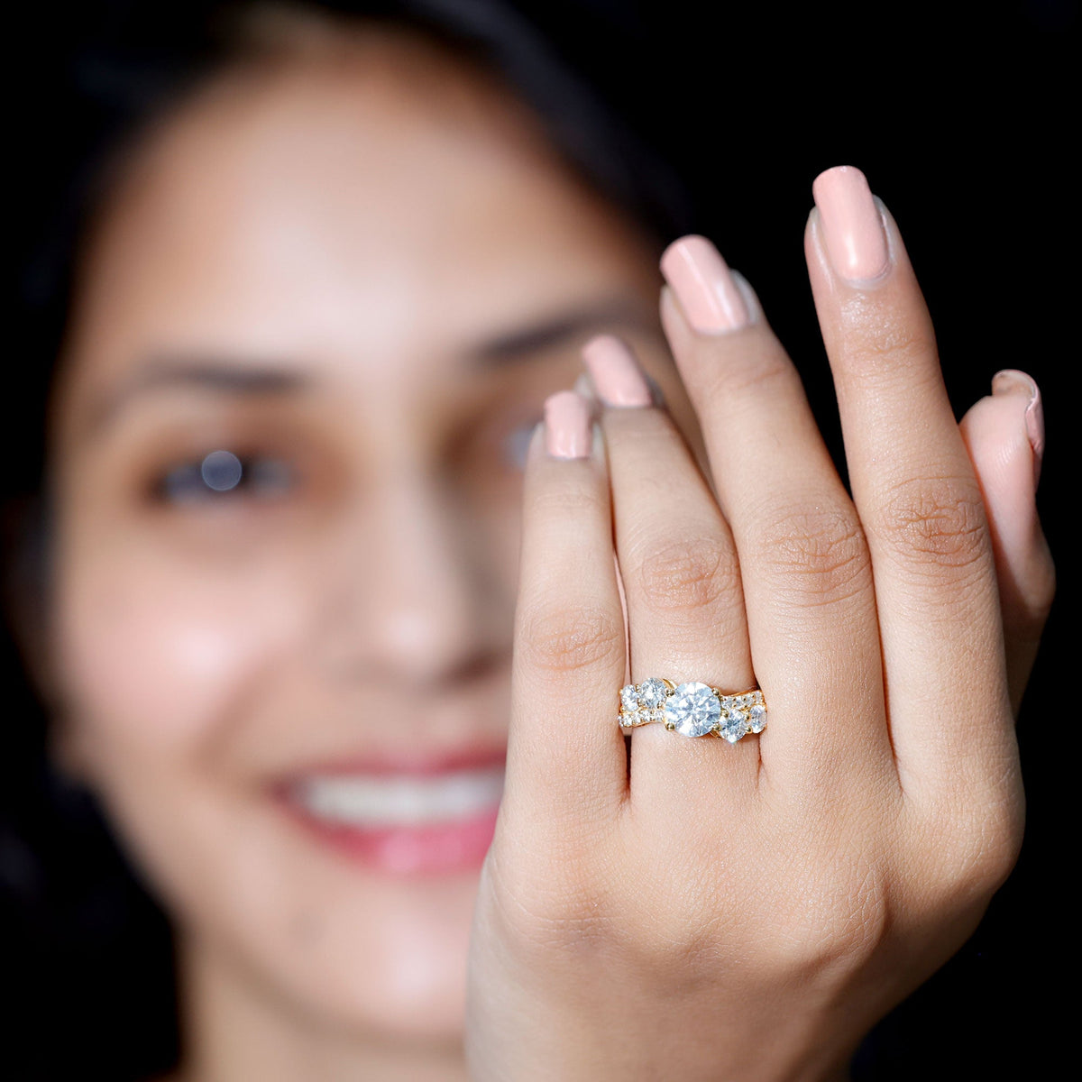 Certified Lab 7 MM Round Diamond Designer Engagement Ring