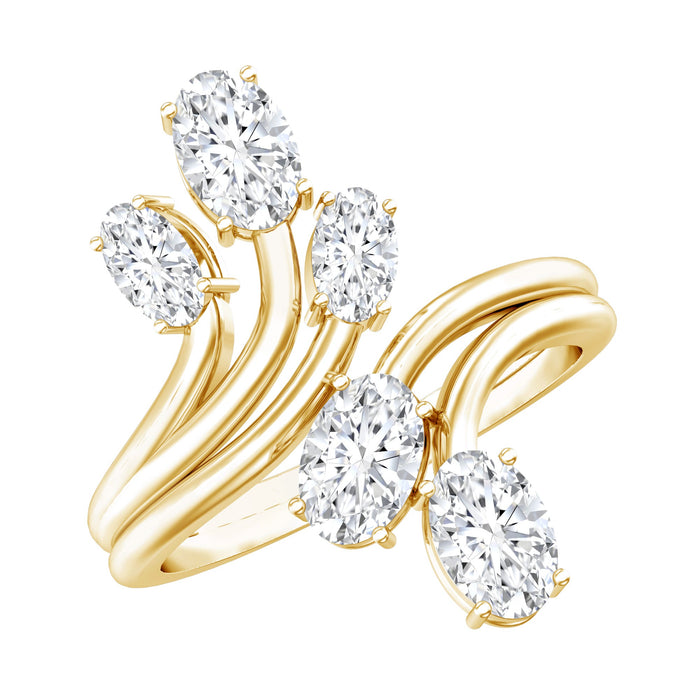 Oval lab-grown diamond cocktail ring by Rosec Jewels featuring a sleek designer band and sparkling gemstone centerpiece.
